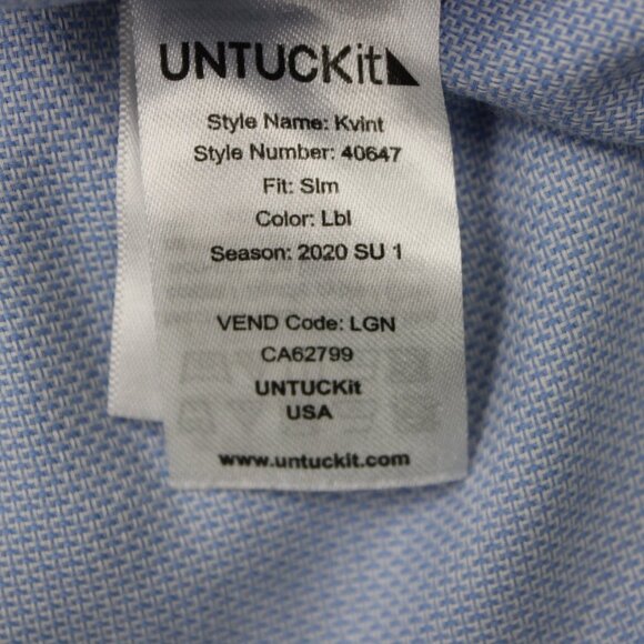UNTUCKit Kvint Shirt Men XL Blue Slim Fit 100% Cotton Long Sleeve Button X-large - Picture 9 of 13